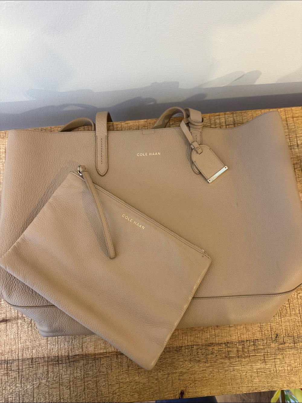 Cole Haan Beige Leather Tote